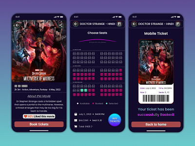 Cinema Ticket Booking App UI Design