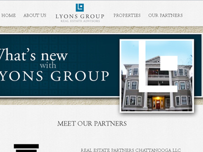 Lyonsgroupre Website advertising bill harkins doug harris graphic design harkins harris hh lyons group lyons group website marcus lyons properties real estate websites website design