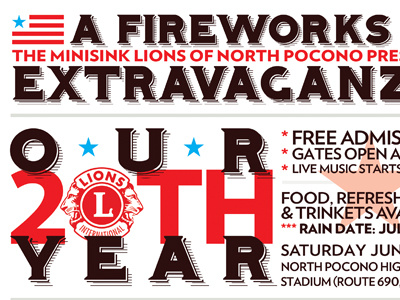 Minisink Fireworks Ad ad advertising flyer graphic design harkins harris advertising hh minisink lions club typography typography design wilkes barre wilkes barre advertising
