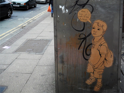 When I Grow Up I Want To Be An Advert art boy city kid manchester sneak street streetart uk urban whaetpaste