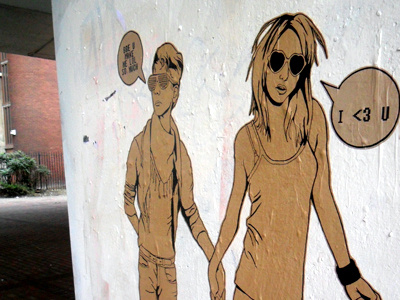 Young <3 art boy girl heart manchester marker sneak street streetart sunglasses uk wheatpaste