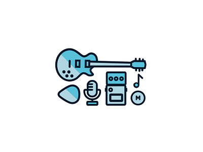 Musician blue brand color duotone icon instruments microphone music vector