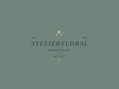 Atelier bouquet brand branding color design detail flower logo natural vector