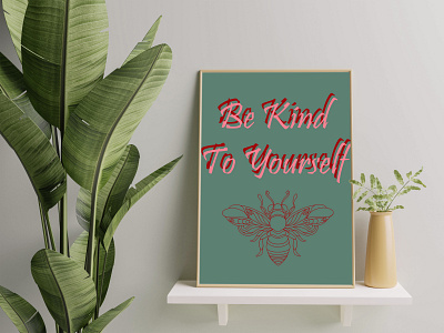 "Be Kind To Yourself" Wall Art. design graphic design illustration illustrator lineart minimal minimalist