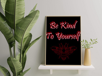 "Be Kind To Yourself" Wall Art design graphic design illustration illustrator lineart minimal minimalist