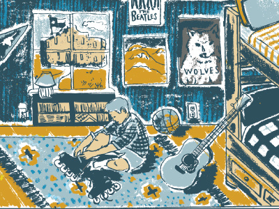 Hobbies alamo basketball beatles bedroom blue childhood guitar rug texas wolves yellow