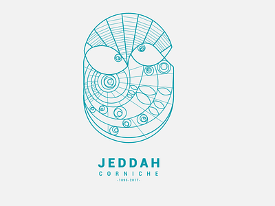 Jeddah Corniche arabic blue colors design drawing fish illustration jeddah mecca minimal red sea saudi arabia sea simple vector