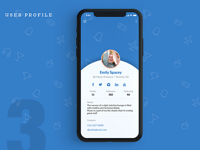 User profile screen app design flat illustration ui ux vector web website