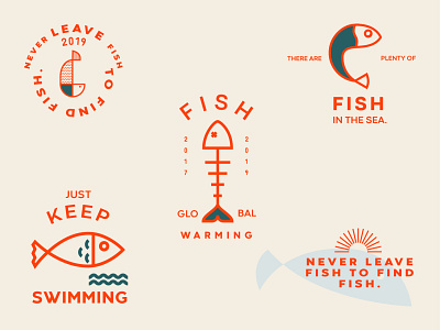 Fish Icons fish fish logo icon icons icons pack illustration minimal orange sea simple simplicity type typogaphy vector