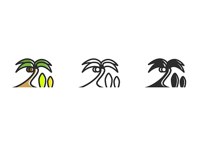 Palm Tree styling coconut colors florida lines offset palm surf surfboard tones tree vector