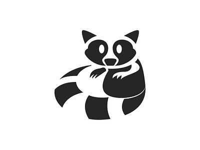 Raccoon black claws coon ears geometric monotone ghostly raccoon shape tail white