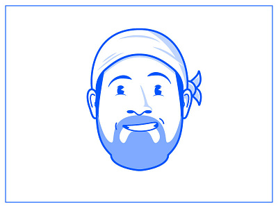 Blue Portrait #03 avatar bandana beard blue caricature eye monotone pie portrait smile vector