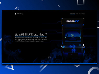 notionVR landing page 3d arcade blender cabinet design gradient hero landing neon page shapes website