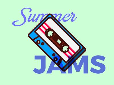 Summer Jams billboard cartoon cassette cd cruise illustration music radio spotify tape tunes vector