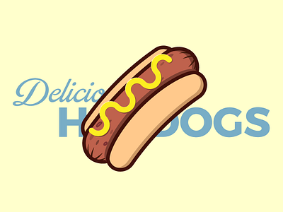 Delicious Hotdogs bun cartoon dog flat grill hot hotdog illustration lines overlay vector weiner