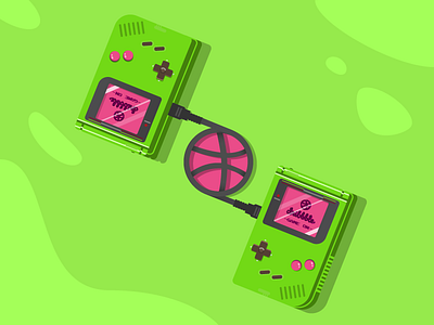 Two Dribbble Invites! draft dribbble game boy gameboy giveaway green illustration invite nintendo prospect vector