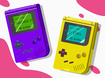 Welcome Andrey & Dima! draft dribbble game boy gameboy giveaway green illustration invite nintendo prospect vector