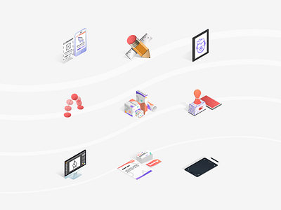 Services Isometric Icons 2018 branding design icon illustrator isometric monitor packaging pencil ui ux vector wacom
