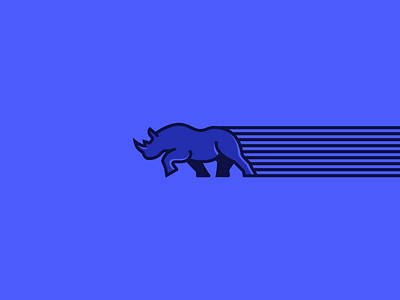 Rushing Rhino - Monoline action animal beast charge emblem grid horn icon illustration line logo mark monoline movement rhino sigil simple speed symbol vector