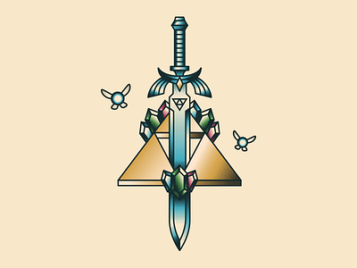 Master Sword Flash Style breath emblem fairy flash ganon gems illustration link nintendo princess rupee rupees sailor jerry sigil stipple sword triforce vector wild zelda