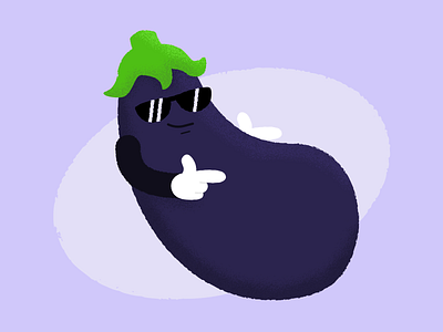 🍆 Eggplant 1600 cartoon character egg eggplant emoji fingerguns fruit gloves illustration plant purple shades simple smile smirk sunglasses texture vector vegetable 🍆