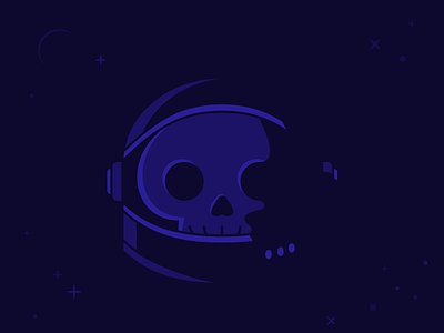 Vectober: No One Can Hear Me Scream astronaut clean cliche death dramatic geometric halloween helmet illustration lighting logo monotone october shapes simple skeleton skull space stars vector