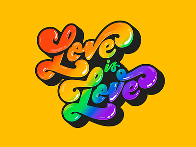 Loves is love colors design groovy illustration lettering lgbt lgbtq love loveislove lovewins pride procreate rainbow typography