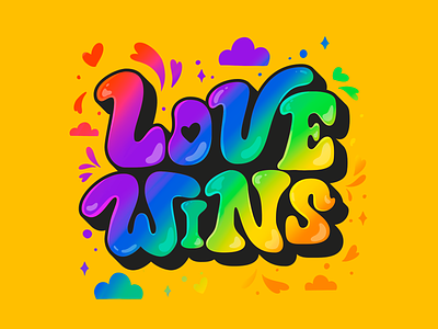 Love Wins bisexual color colors gay gaypride illustration lesbian lettering lgbt lgbtq love lovewins power proud queer transport type typogaphy vector