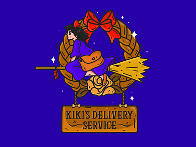 Kiki's Delivery Service anime art character character design illustration kiki kikis delivery service lettering procreate procreate art sign studio ghibli witch