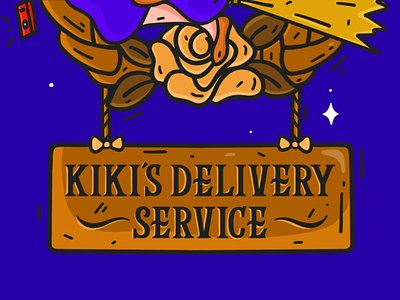 Kiki's Delivery Service Sign art design illustration illustrations illustratrion kiki kikis delivery service lettering procreate studio ghibli type typogaphy typography witch witchy wood