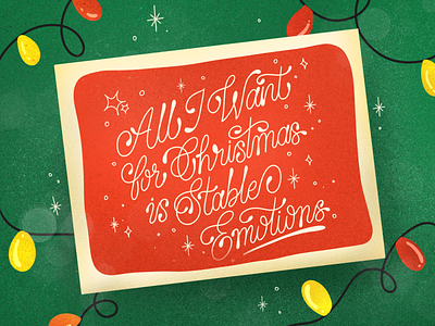 All i want for christmas is stable emotions christmas design emotions graphic design illustration letter lettering mental mentalhealth merrychristmas navidad postal postcard procreate stableemotions type typography