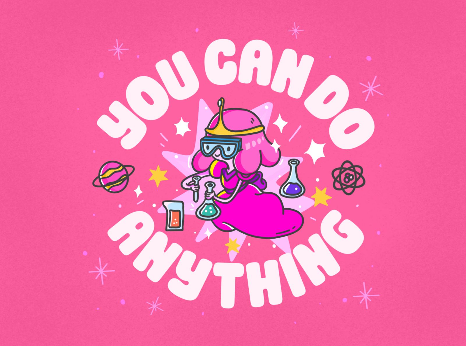 You can do anything! adventuretime art bubblegum caramelo design girl girlpower girlsinscience gurlpower horadeaventura illustration lettering pink princess princessbubblegum procreate science type women youcandoanything