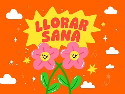 Llorar sana art artwork blue clounds cry design feelings feels illustration letter lettering llanto llora llorarsana positive positivevibes postcard sad type vector