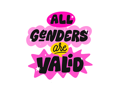 All Genders Are Valid color design digitalillustration gender genders lettering letters lgbt lgbtq pink pride procreate type typogra typography valid
