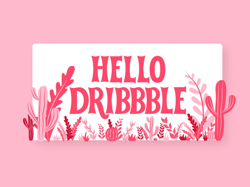 Hello Dribbble! floral gif letter animation flowers plants typography type illustration lettering