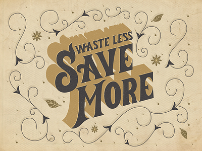 Waste/Save design illustration lettering typography