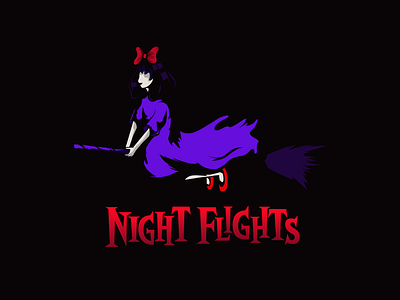 Night Flights design halloween halloween design illustration lettering logo type typography witch