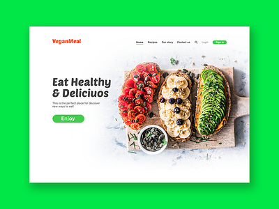 Vegan Page app branding branding design food food app ui green recipe recipes ui uidesign ux ux ui design vegan web