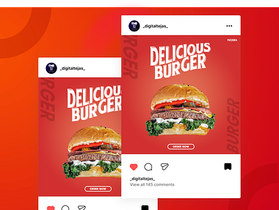 Burger Social Media Post Design branding design food poster design graphic design social media design