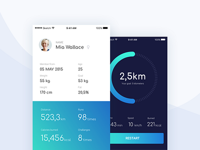 RunFree With Us! - Mobile App Design Concept app clean fitness gradient health minimal mobile premium running simple sport workout