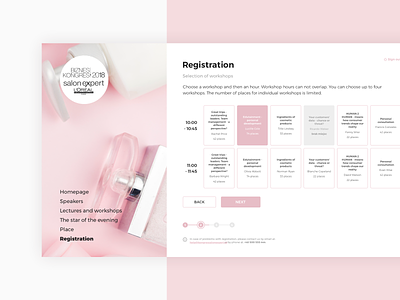 Event Platform app beauty booking candy event form light loreal minimal pink register webapp
