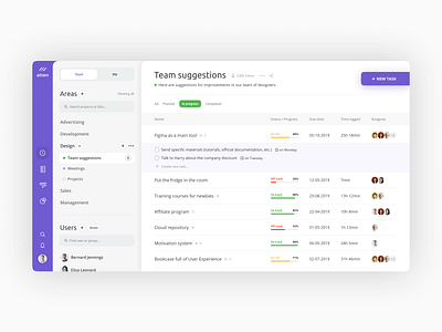 Management Tool app business clean management minimal organize project purple schedule task tool ui web workflows