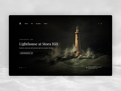 Art Gallery Website art coast collection dark desktop gallery history lighthouse minimal museum painting simple ui