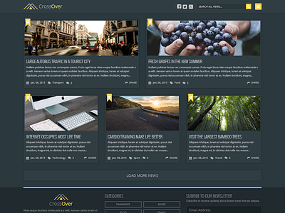 Free PSD - Dark Homepage News Theme blog free freebie news page psd simple template theme