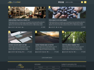 Free PSD - Dark Homepage News Theme