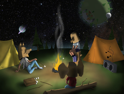Camping Amongst the Stars design illustration