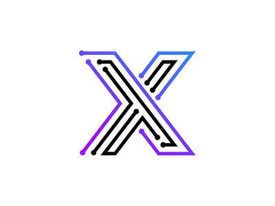 X Technologies Logo circuit digital electric letter logo logotype tech technologies technology