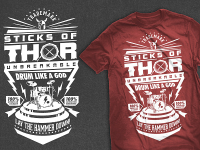 Sticks of Thor design drum drums drumstick illustration shirt stick t shirt tshirt
