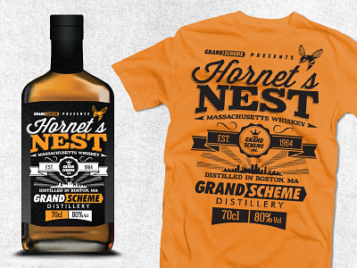 Hornet's Nest Whiskey awesome branding design illustrator liquor product shirt t shirt tshirt whiskey