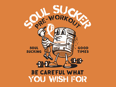 Soul Sucker Pre-Workout character characterdesign cuphead design illustrator logo preworkout retro vintage